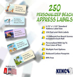 Customized Personalized Address Labels - Made in The USA by Kenco (250 Labels, Tropical Beach)
