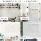 Personalized Clear Acrylic Calendar for Wall, Calendar Whiteboard for Wall, Dry Erase Wall Calendar, Wall Calendar Organizer System for Home (Cursive, White, 47.5"W x 36"H)