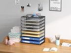 EasyPAG Mesh Desk Tray Organizer 8 Slot Classroom Office Desktop File Paper Sorter, Black