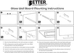 Real Glass Dry Erase Monthly Calendar, Giant Size 34" x 46", Tempered Glass Surface, Frameless Wall Mount, with 4 Assorted Color Markers and Eraser, by Better Office Products (Jet Black)