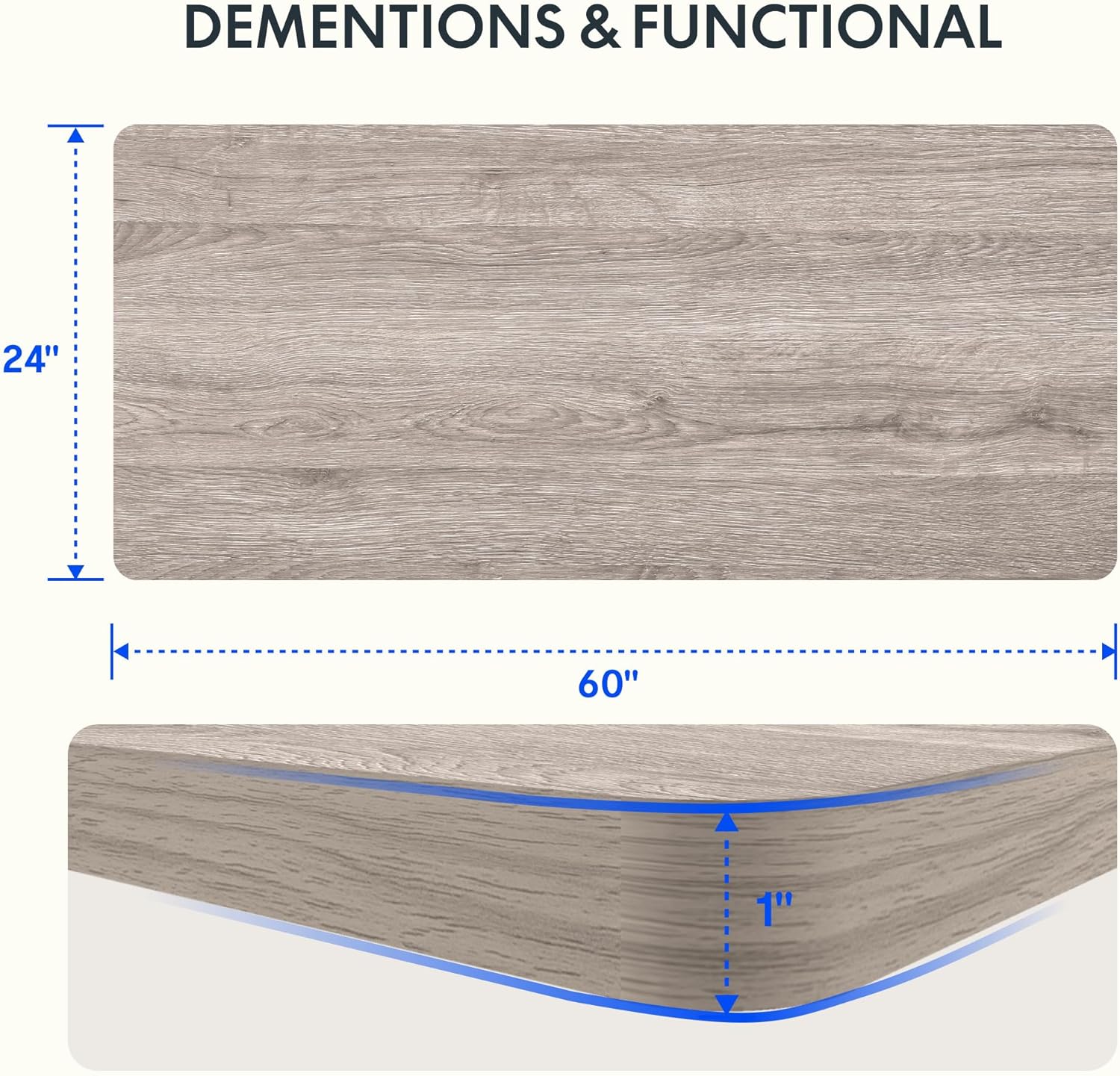 FLEXISPOT EN1 Whole Piece Standing Desk, 60 x 24 Inches Height Adjustable Desk Electric Sit Stand Desk for Home Office (Black Frame + Gray Wood Desktop, 2 Packages)