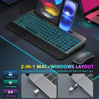 JOYACCESS Wireless Keyboard and Mouse Combo Backlit - Compact Quiet Keyboard with RGB Mouse, Rechargeable, Portable Cordless Keyboard Mouse Set for Mac, Windows, Laptop (Space Gray)