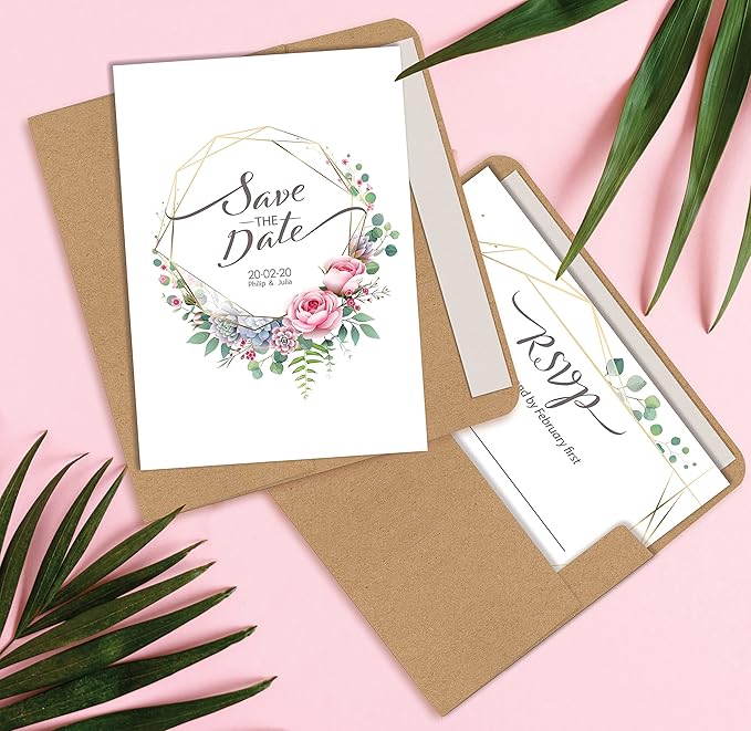 Better Office Products Kraft Invitation Envelopes, 100-Pack, A1 Size (3.625" x 5.12"), Strong 35 lb. Paper, Fits 3.5" x 5" Invitation, RSVP, Photos, Gift Cards (Square Flap with Peel & Stick Closure)