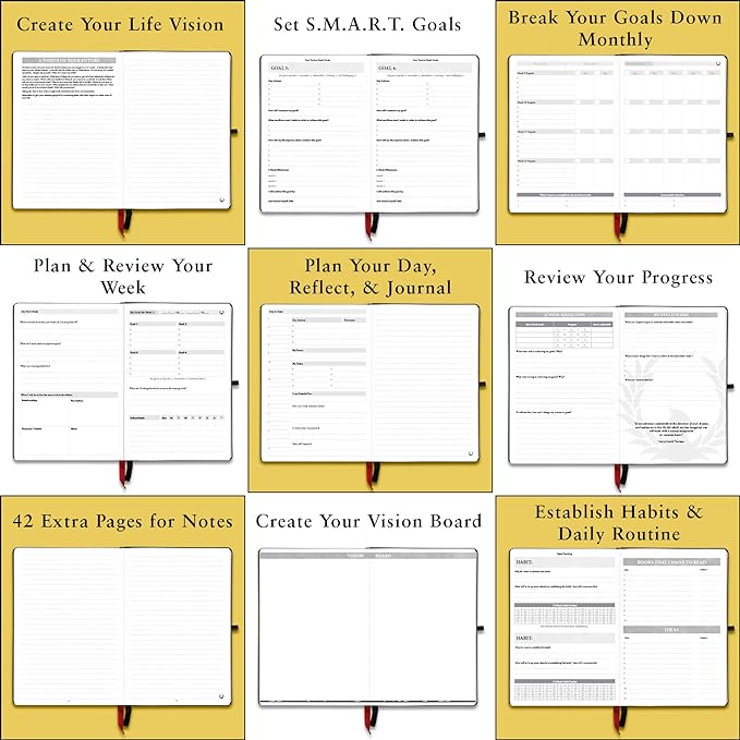 The Phoenix Journal - Best Daily Goal Planner, Organizer, & Calendar for Goal Setting, Gratitude, Happiness, & Productivity - Vision Board & Habit Tracking - 12 Weeks, Undated, Hardcover (Sapphire)