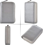 Easyoulife Genuine Leather Credit Card Holder Zipper Wallet With 26 Card Slots