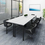 Bonzy Home Conference Tables 8ft Office Computer Desk for Meeting Room Study Writing Printer Podcast Table for 10 People 4PCS 94.4"x47.2"x29.5", White