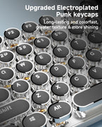 EWEADN TK950 Typewriter Keyboard Wireless Mechanical Keyboard, 104 Keys Aesthetic Typewriter Keyboards with White Backlit, Anti-Ghosting, Blue Switch Bluetooth/2.4GHz/Wired Cute keyboards-Black