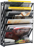samstar Wall File Holder, 6-Tier Hanging Wall File Organizer Wall Mount Paper File Folder Mail Organizer for Office/School, 1 Pack