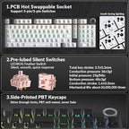 AULA F99 Pro Wireless Mechanical Keyboard-Silent Version,BT5.0/2.4GHz/USB-C Hot Swappable Custom Keyboard,Gasket Structure,Pre-lubed Linear Switches RGB Backlit Computer Gaming Keyboards,Black