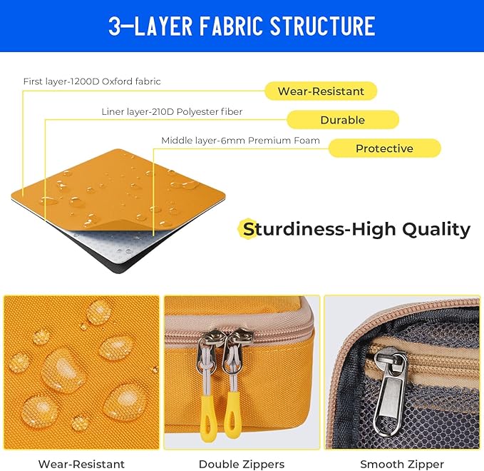 ECHSRT Big Pencil Case, Aesthetic Portable Zipper Pencil Bag with Hidden Pocket, Special Pouch for Men Women Adults, Stationery Organizer Pen Cases for Office Travel, Yellow