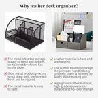 Vlando Desk Organizer with Drawer, Back to School Supplies - 5 Compartment Desktop Storage Holder with Organizer Section for Desk Accessories (Gray)
