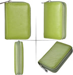 Easyoulife Genuine Leather Credit Card Holder Zipper Wallet With 26 Card Slots