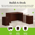 HON MOD Executive Desk 48-Inch Large Computer Desk Shell, Thick Wooden Laminate, Modern Table with Cord Management, 48" W x 30" D x 29" H, Traditional Mahogany