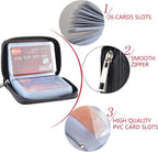 Easyoulife Genuine Leather Credit Card Holder Zipper Wallet With 26 Card Slots