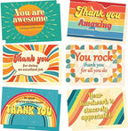 24 Pack Employee Appreciation Gifts Employee Thank you Cards with Envelopes & Stickers 4" x 6" Thank You Business Cards Staff Appreciation Gifts for Team Coworkers Employee Work Anniversary, 6 Designs