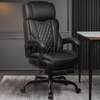 Executive Leather Office Chair, Big and Tall Office Chair with Footrest Home Office Desk Chairs, Ergonomic Computer Desk Chair with Lumbar Support, Reclining Desk Chair with Adjustable Angle