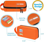 ECHSRT Big Pencil Case, Aesthetic Portable Zipper Pencil Bag with Hidden Pocket, Special Pouch for Men Women Adults, Stationery Organizer Pen Cases for Office Travel, Orange