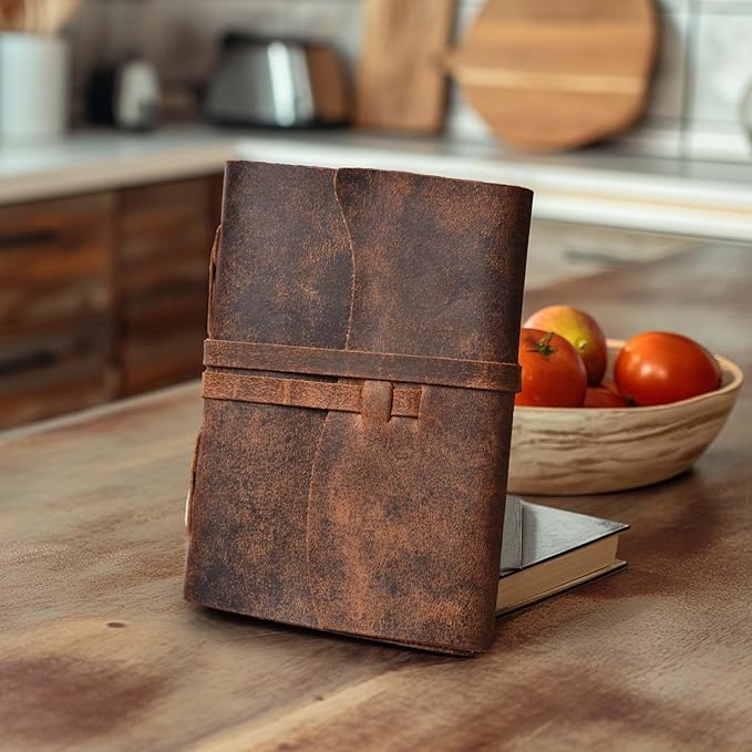 LEATHER VILLAGE Vintage Leather Journal 8"x6" - Brown | 240 Lined Pages | Rustic Notebook for Travel, Office & Personal Use | Handmade College Ruled Diary for Men & Women