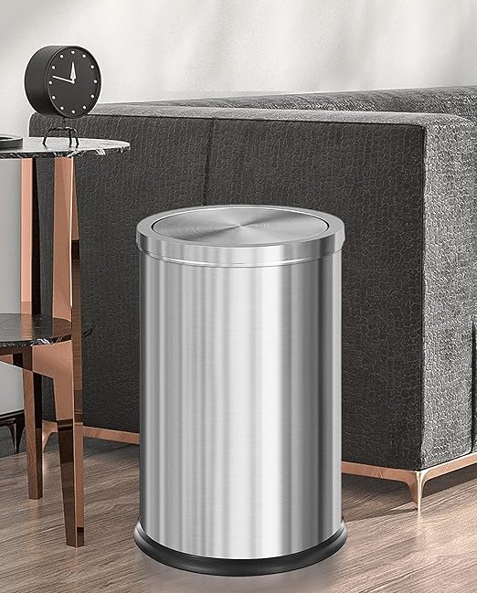 Brushed Gold Bathroom Trash Can with Swing Lid 4.7Gallon,Stainess Steel Garbage Can Trash Bin Wastebaskets for Kitchen,Office,Bedroom (Silver, 4.7 Gallon)