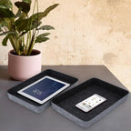 Welaxy 2-piece Office desk drawer organizer tray letter-size documents paper book file Folder Holder storage bins ( Charcoal )