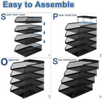 Natwind 4-Tier Stackable Paper Tray, Metal Mesh Desktop Organizer, Paper Sorter, Letter Trays,File Document Storage Rack for for Home, Office, School (Black)