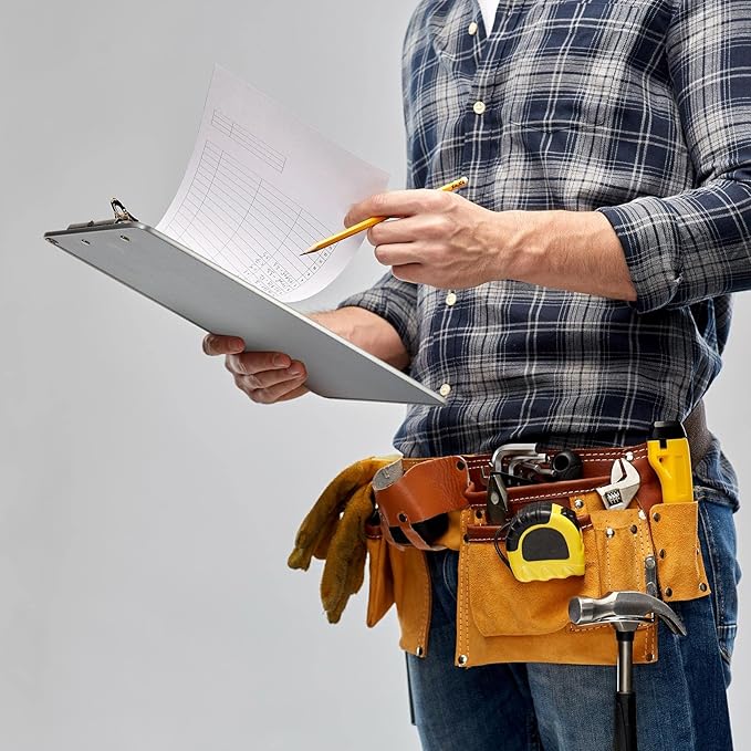 16 Pieces Metal Clipboard, A4 Letter Size 12.5 x 9 Inch Aluminum Edge Document Holder with Scale Aluminum Edge Clipboard with Low Profile Clip Vertical Silver Hardboard for Office