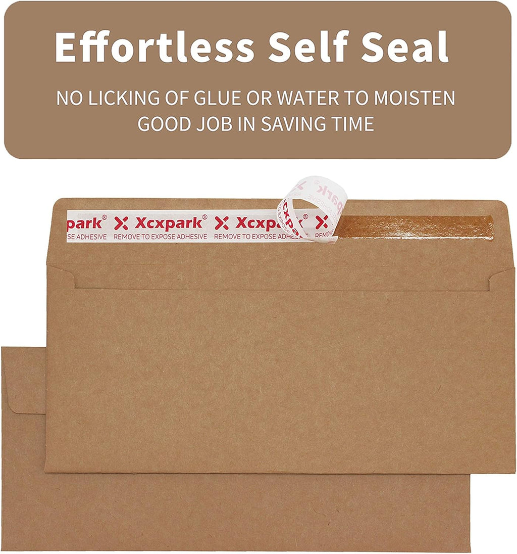 120 PCS #10 Brown Self Seal Kraft 4-1/8 x 9-1/2 inches Security Envelopes, Windowless Invisible Envelopes Super Strong Quick Seal Envelopes Security Tint Pattern Secure