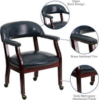 EMMA + OLIVER Navy Vinyl Luxurious Conference Chair with Casters