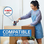 Grizzly Power Clear Packing Tape Refill Rolls for Shipping, Moving, Packaging - True 2 Inch x 65 Yards, 2.8mil Thick, 12 Rolls