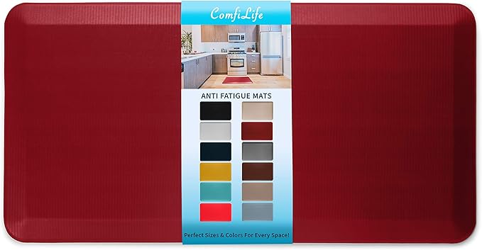 ComfiLife Anti Fatigue Floor Mat – 3/4 Inch Thick Kitchen Mats for Floor, Standing Desk Mat, Kitchen Rug – Comfort at Home, Office – Durable – Stain Resistant – Non-Slip Bottom (24" x 70", Red)