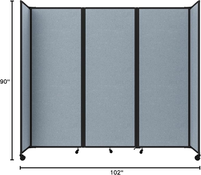 Versare Room Divider 360 Portable Wall Partition | Folding Panels | Large Freestanding Divider | Locking Wheels | Temporary Room Separator