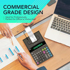 CATIGA 12 Digit Thermal Printing Calculator with Tape Print Out, Ink-Free Adding Machine, 5X Faster Quite at 8.0 LPS, Extra Large Fluorescent Display, Tax Calculation with Clock and Calendar, SP-2401