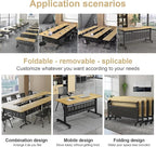Folding Conference Table - Modular Conference Room Tables Foldable & Stackable Boardroom Table with Casters | Large Rectangle Office Meeting Table for Training Rooms (6PCS-55.1in)