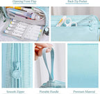 Pencil Case Pouch Large Capacity with Compartments, Pencil Case Pouch Bag with Zipper Handle for Teen Girls Boys Adults Women Men, Portable Pen Bag Stationery Organizer for Office School Travel, Blue