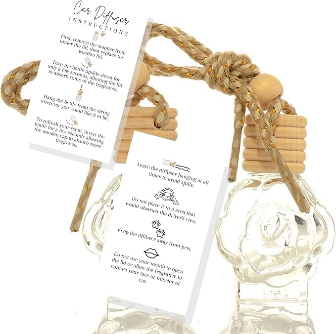 Car Diffuser Instruction Cards | Physical Printed 2" x 3.5" inches Business Card Size | Car Diffuser Supplies | White with Black Design