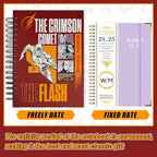 Cool Hero Academic Planner, Weekly Monthly Daily Agenda, Custom Date Organizer for Junior，Senior Students, Spiral Bound Notebook with Colorful Tabs,Datebooks for Time Management (Red and Yellow)