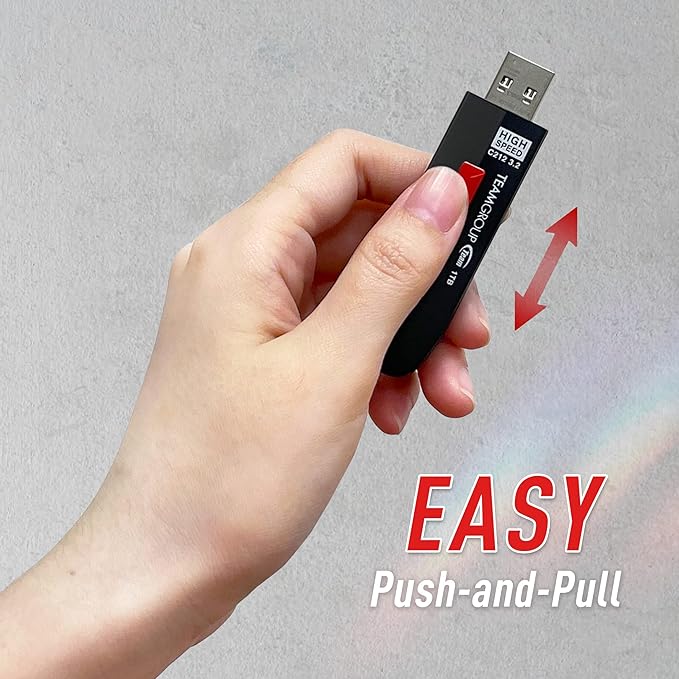 TEAMGROUP C212 Extreme Speed 512GB 1000/800MB/s USB 3.2 Gen 2 Easy Push-and-Pul Flash Thumb Drive External Data Storage Memory Stick Compatible with Computer/Laptop/PS4 PS5 TC2123512GB01