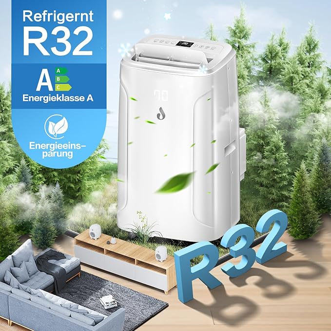 14,000 BTU Portable Air Conditioners, 4-in-1 Air Conditioner with Dehumidifier, Fan, 2 Speeds Cools Room up to 700 Sq.Ft, 24H Timer, Smart Auto-off, Remote Control & Window Kit for Home, Room, Office