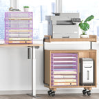 SUBEKYU 9 Tier Paper Letter Tray Desk Organizer with Handles - Purple Metal Mesh File Holder Paper Sorter Desk Organizer for Office Home School, Include 6 Pcs Adjustable Slid Tray, 6 Colors Available