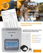 Nile Products - 4500PP Electronic Calculating Time Clock, Employees in/Out Time Tracker, Small Business Punch Pack Bundle Includes: 25 Time Cards,1 Ink Ribbon and 2 Security Keys