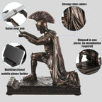 Spakon Knight Pen Holder with 2 Pens Resin Desk Organizers and Accessories Funny Executive Pen Stand Fancy Cool Office Gadgets Cool Desk Decorations for Men Home Supplies (Roman,Bronze)