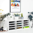 PAG Mail Sorter, Wood Countertop Literature Organizer, Student Mailbox for Classroom, Desktop Bill Paper Organizer for Office Home School, 12 Compartments, White