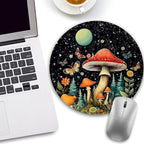 Mushroom Mouse Pad, Round Mouse Pads for Desk, Small Mini Travel Mousepad with Non-Slip Rubber Base for Work Wireless Computer Laptop, Cute Office Desk Accessories, 8.6 x 8.6 inch