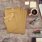 Frienda 4 Sizes Clasp Envelopes Kraft Paper Catalog Clasp Envelope with Closure for Filing, Storing or Mailing Documents, 50 Pieces (6 x 9 In, 9 x 12 In, 10 x 13 In, 12 x 15.5 In,Brown)