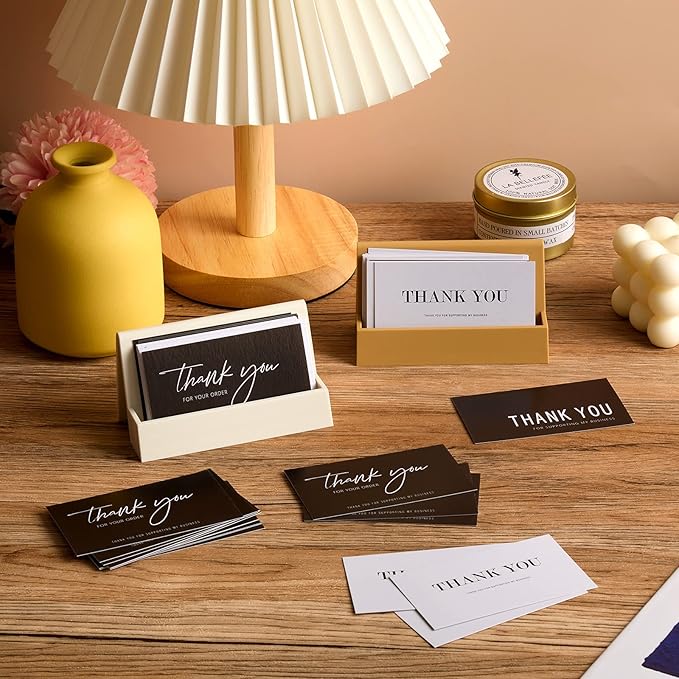 120 Pieces Thank You for Your Order Cards Customer Appreciation Note Cards Thank You for Supporting My Business Card for Small Business Owners Stores Online Retailers 3.5 x 2 Inch(Black, White)