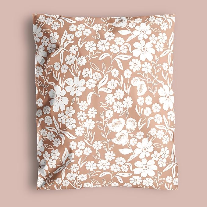 Poly Mailers 10x13 Inch 500 Pack Medium Shipping Bags Strong Thick Mailing Envelopes | Self Sealing Adhesive | Waterproof & Tear Resistant | Small Business Packaging for Clothing - Floral Dusty Pink