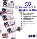 Customized Personalized Address Labels - Made in The USA by Kenco (500 Labels, American Flag)