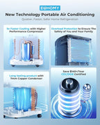 EUHOMY 12000 BTU Portable Air Conditioners - 2025 Upgraded Air Conditioner Portable for Rooms up to 550 Sq.Ft, Quiet AC Unit with Smart Sleep Mode, 24H Timer, Remote, 3-in-1 Air Cooler for Family