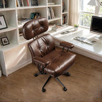 Faux Leather Executive Big and Tall Office Chair - Reclining Task Swivel PC Chair with Lumbar Support, Dark BrownPU