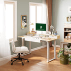 FLEXISPOT 4-Leg Standing Desk with Storage 71x32 in Electric Adjustable Height with 3 Drawers & Shelving Home Office Workstation (White + Maple Top)